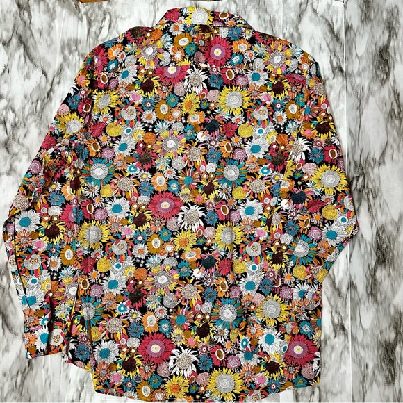 Tunevuse Mens Sz XL Vibrant Floral Button Down Shirt Regular Fit Happy Hipster - Picture 2 of 12